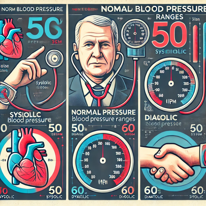 50대와 60대 정상 혈압 범위를 보여주는 인포그래픽