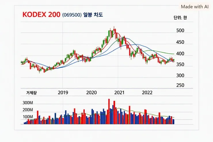 KODEX200 일봉차트 @AI생성
