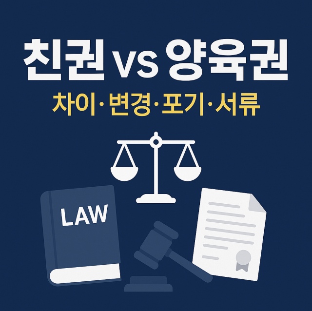 친권과 양육권 차이, 변경 및 포기 절차와 서류를 정리한 법률 정보 이미지