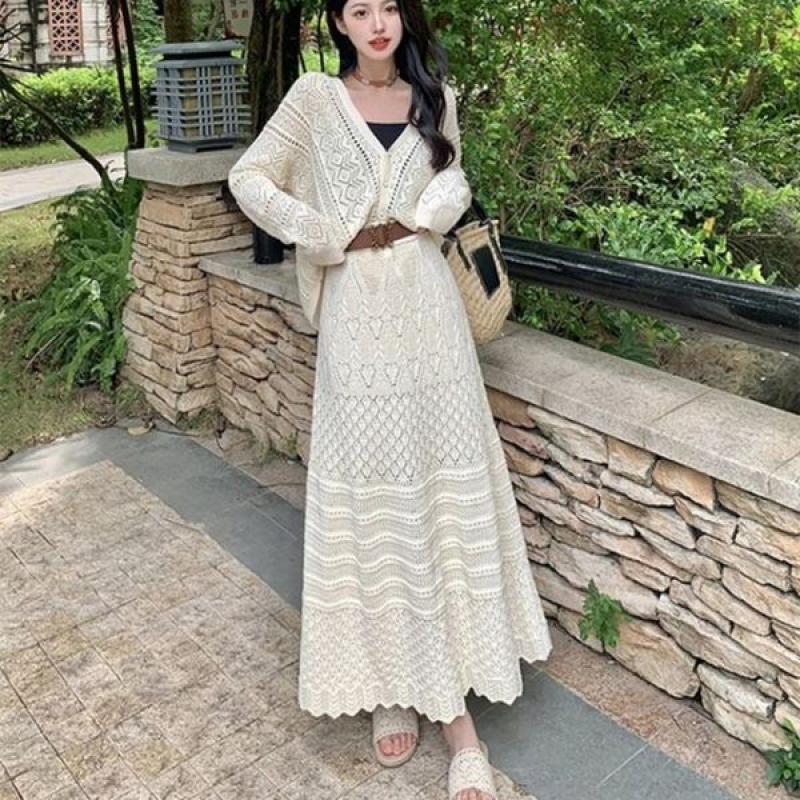 여성 가디건 투피스 세트 가을 스커트