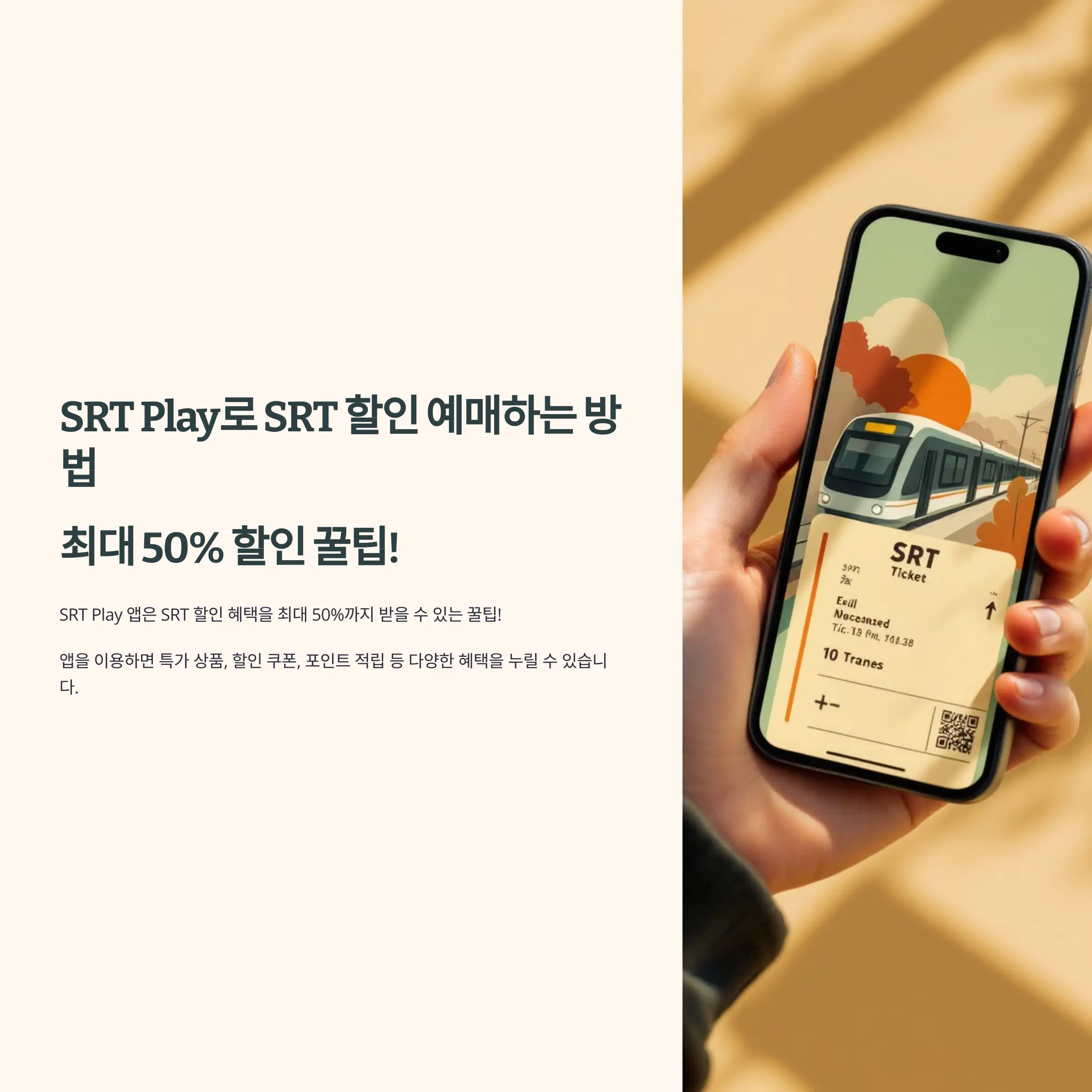 SRT Play로 SRT 할인 예매하는 방법 : 최대 50% 할인 꿀팁! 