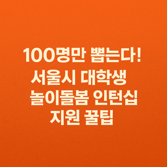 100명만 뽑는다! 서울시 대학생 놀이돌봄 인턴십 지원 꿀팁