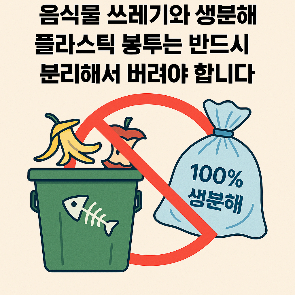 생분해 플라스틱 봉투와 일반 음식물 쓰레기는 분리해서 버려야 한다는 썸네일