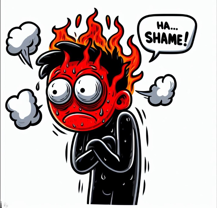 부끄러워 얼굴이 빨개진 모습(made by Bing)