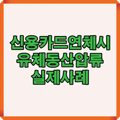 신용카드 연체로 인해 발생할 수 있는 유체동산 압류 절차와 실제 사례를 한눈에 정리한 안내 썸네일로 연체 단계별 조치와 위험성을 이해하기 쉽게 요약한 이미지