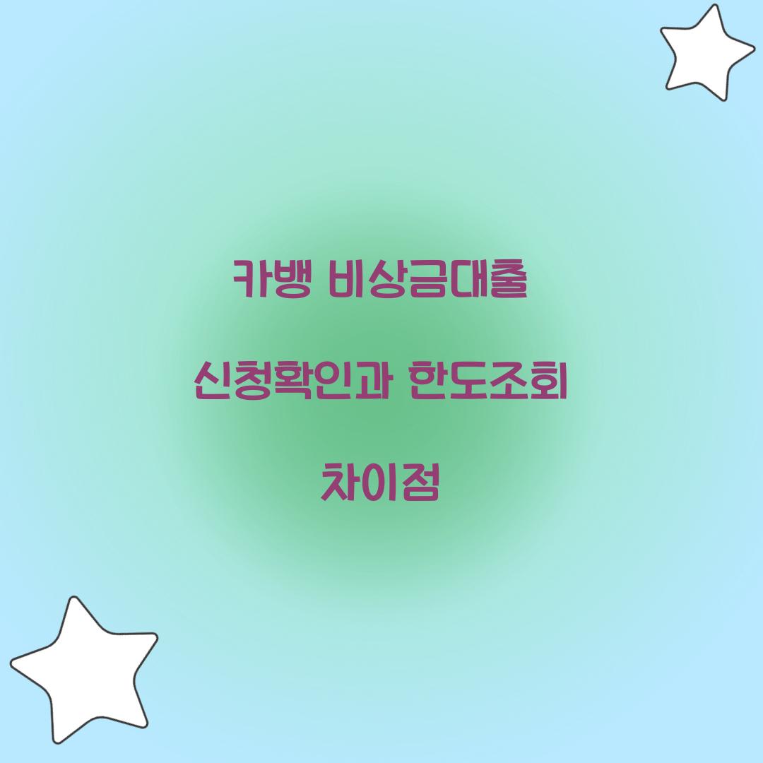 카뱅 비상금대출 신청확인과 한도조회 차이점