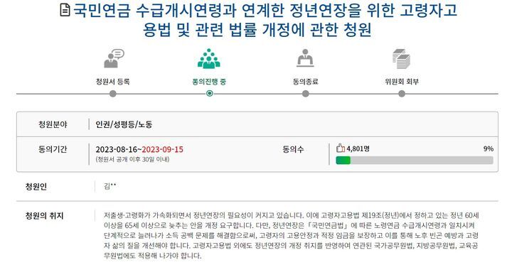 국민연금 수급개시연령 연계 정년연장