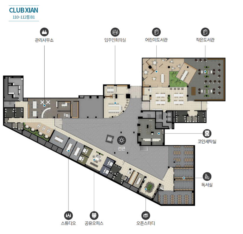 메이플자이 커뮤니티시설 배치도입니다