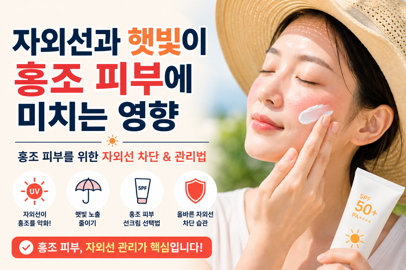 자외선과 햇빛이 홍조 피부에 미치는 영향