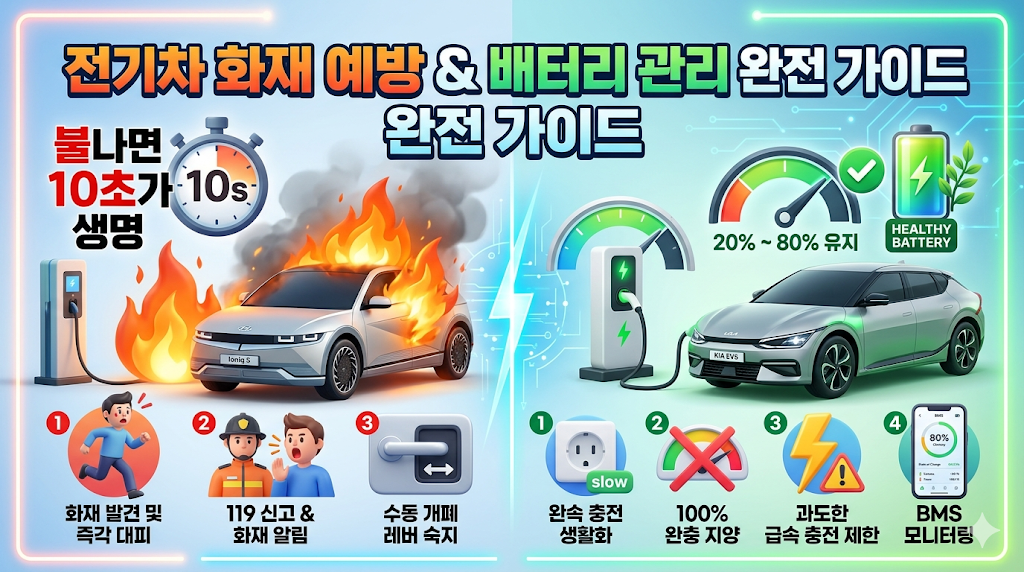 전기차 화재 예방을 위한 배터리 관리 꿀팁, 안전 수칙, 화재 대처법, 배터리 충전 방법