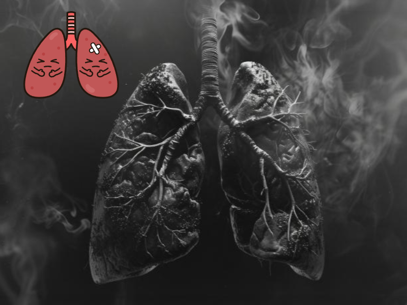 담배연기에 안좋아진 폐 이미지