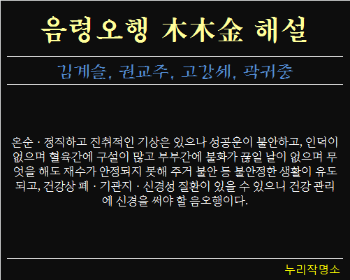 음령오행-목목금-해설