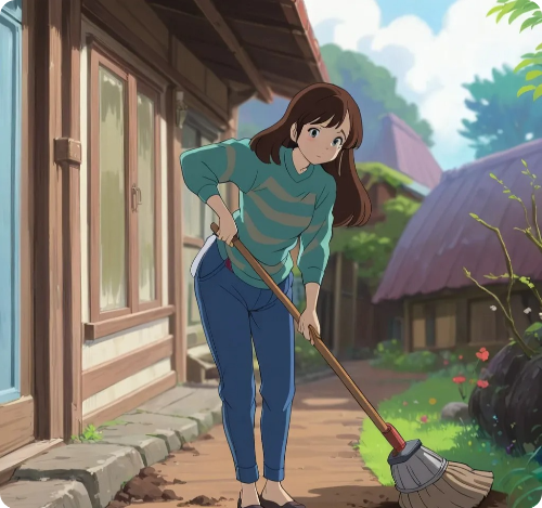 꿈해몽 아내가 밖에서 빗자루로 흙먼지를 쓸어 담는 꿈