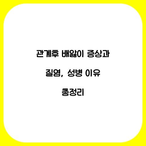 관계후 배앓이 증상 질염 성병 이유 총정리