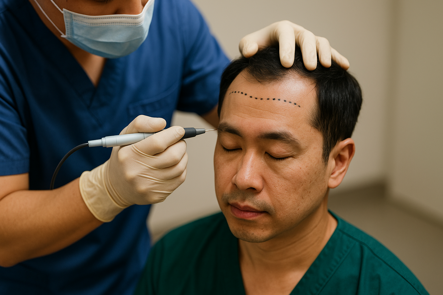 모발 이식 시술 장면