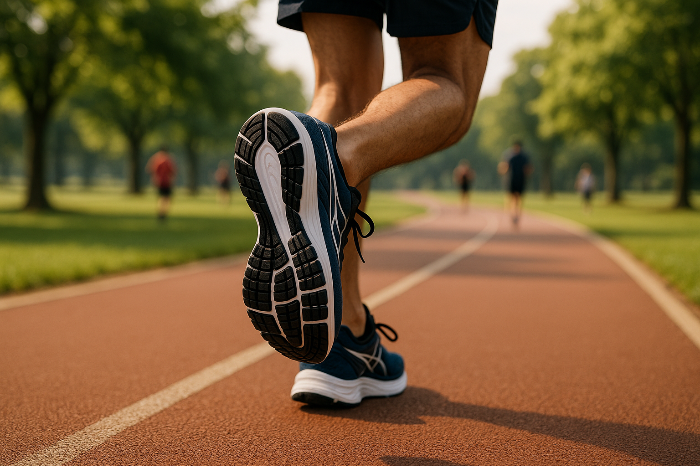 공원에 뛰는 러너의 러닝화