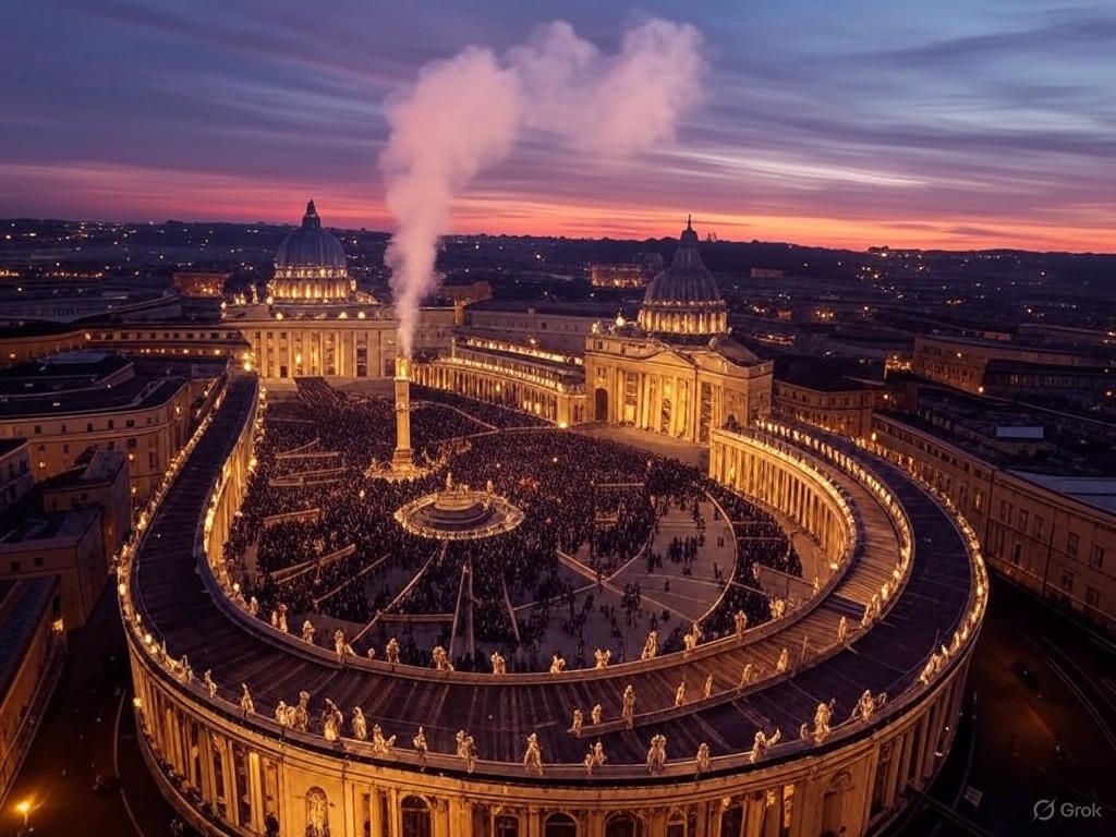 콘클라베 상징과 흰 연기 2025