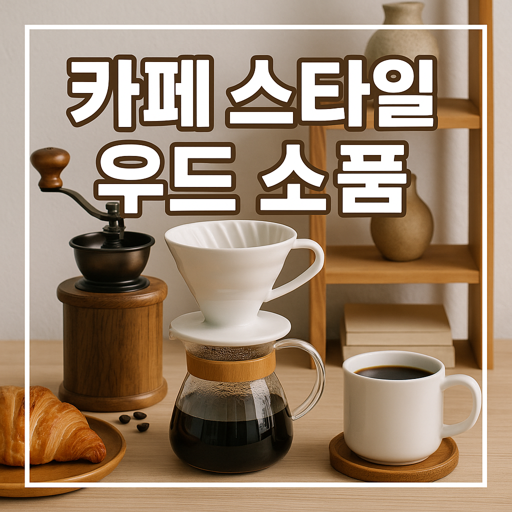 카페 스타일 우드 소품 조합