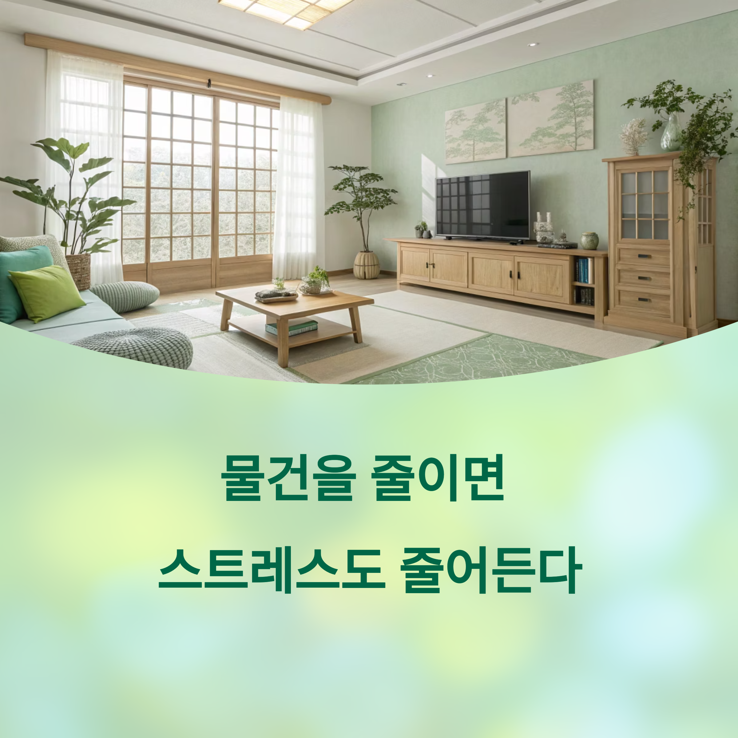 물건을 줄이면 스트레스도 줄어든다, 미니멀 라이프의 건강 효과에 대한 이미지