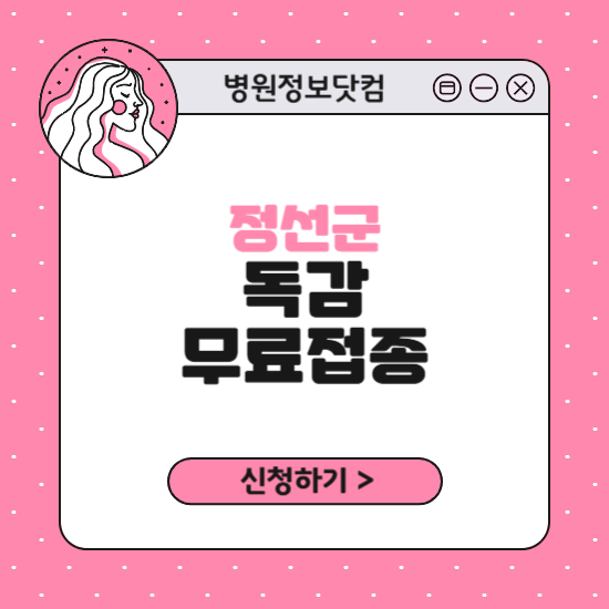 정선군 독감 무료접종 신청 방법｜지정 병원 찾기｜대상자 조회 확인