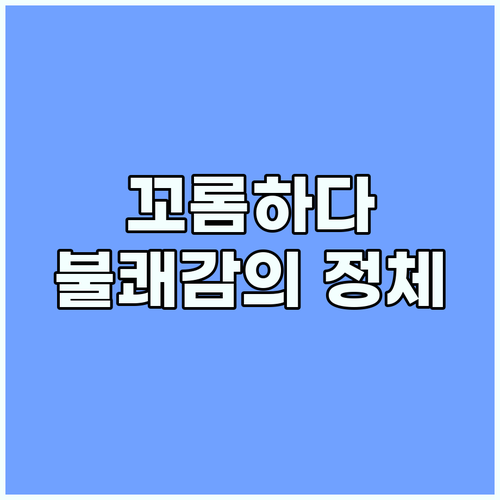 꼬롬하다 그 미묘한 불쾌감의 정체와 ..