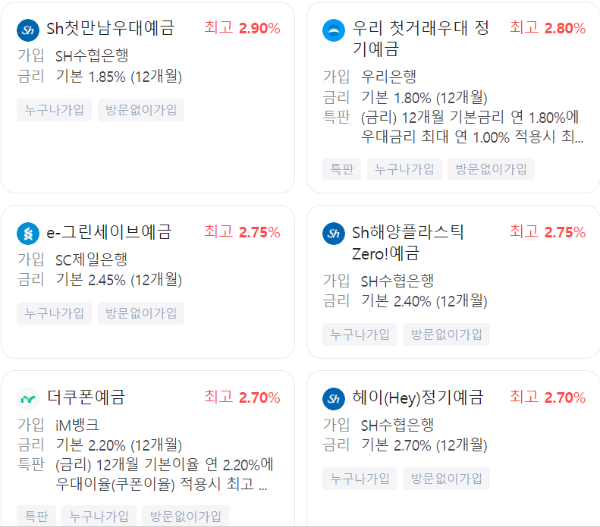 정기예금 금리비교