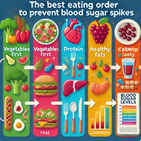 식사 순서별 혈당 변화 인포그래픽