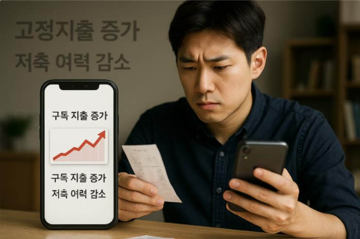 구독 지출 증가로 재무 그래프가 악화되는 이미지