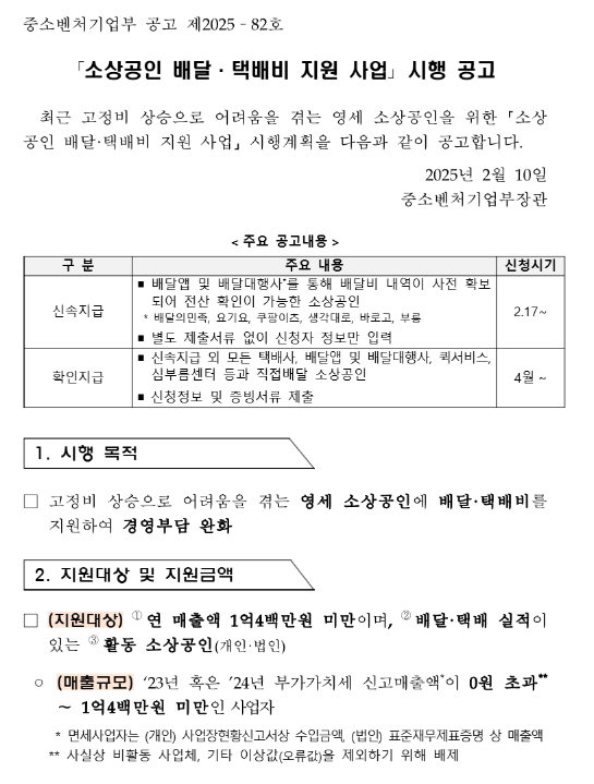 소상공인 택배비 지원 금액, 신청 방법