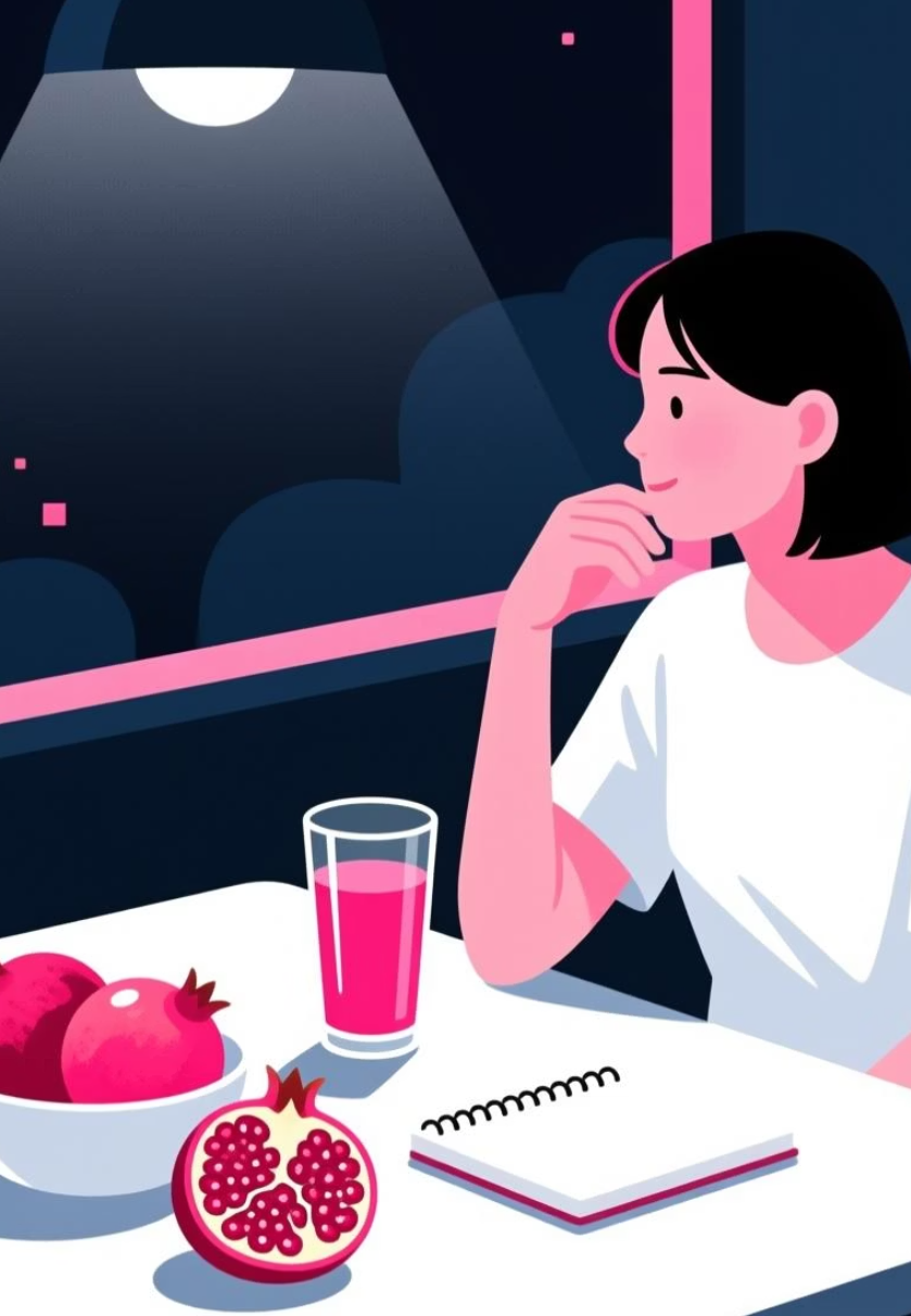 식탁 위에 있는 석류 - 사진