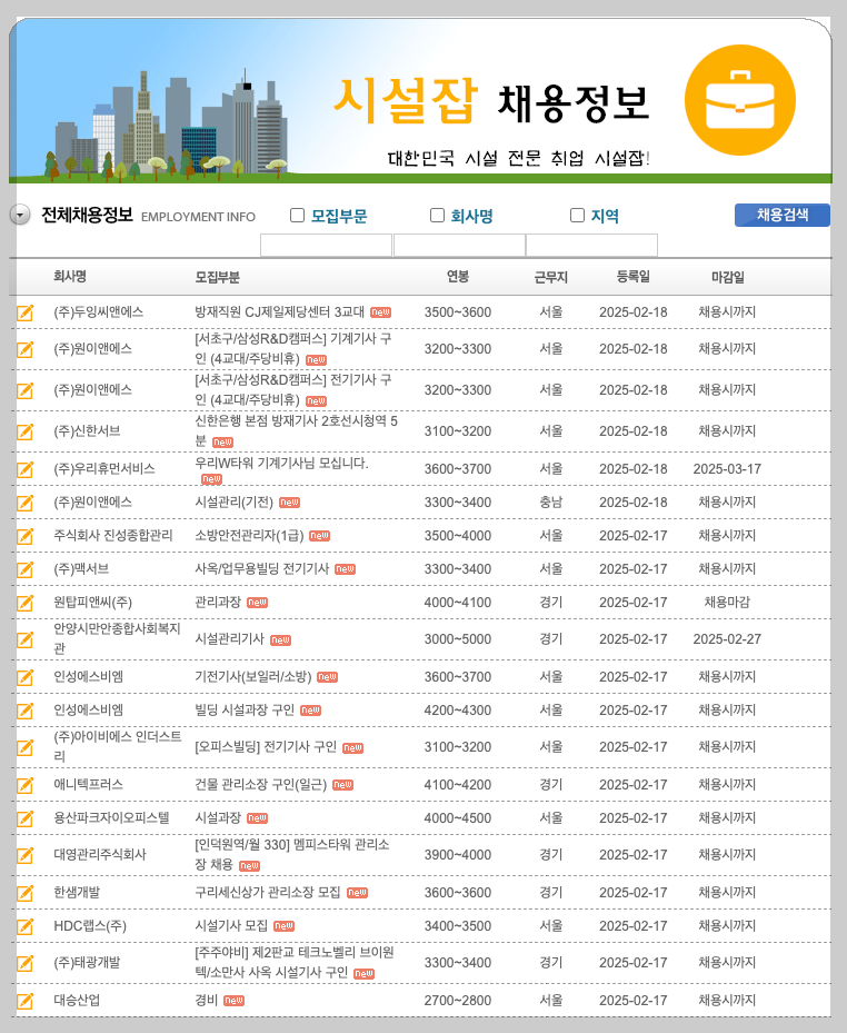 시설잡 구인구직&amp;#44; 시설관리 취업 3분 총정리