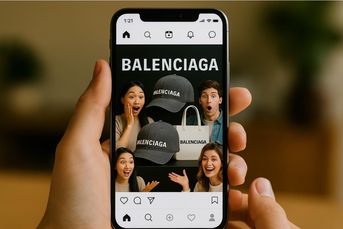 ChatGPT의 말:

스마트폰 화면 속 SNS 피드에 발렌시아가 패러디 이미지가 퍼지고, 사람들이 놀라거나 즐겁게 반응하는 장면.