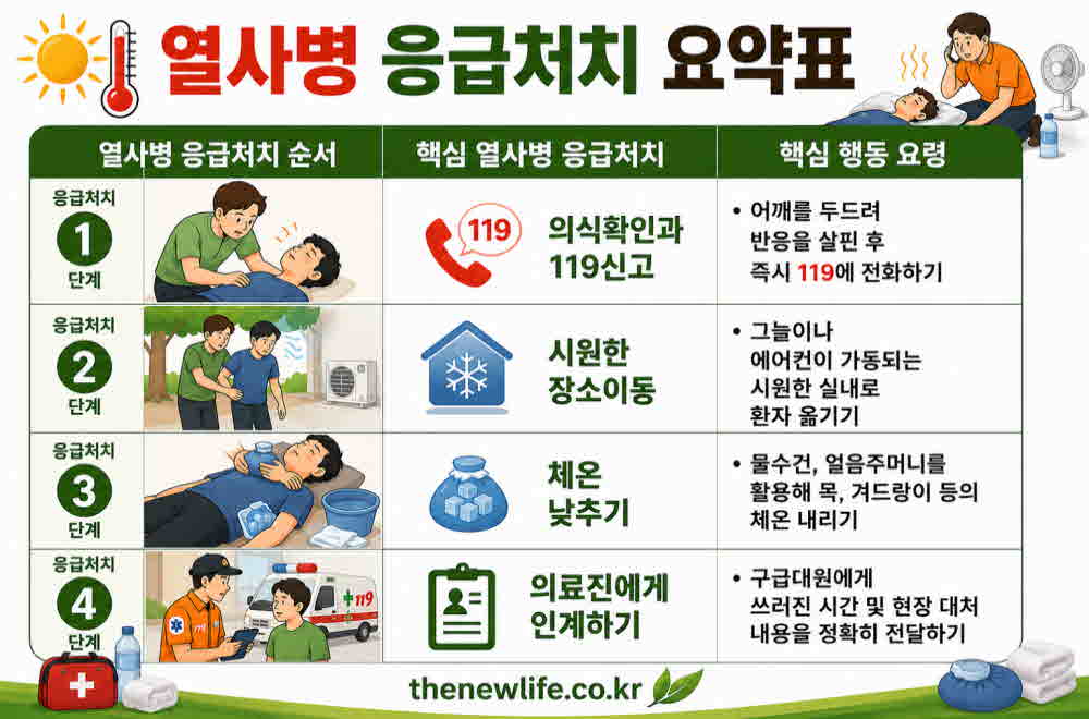 열사병 응급처치 응급처치 요약표