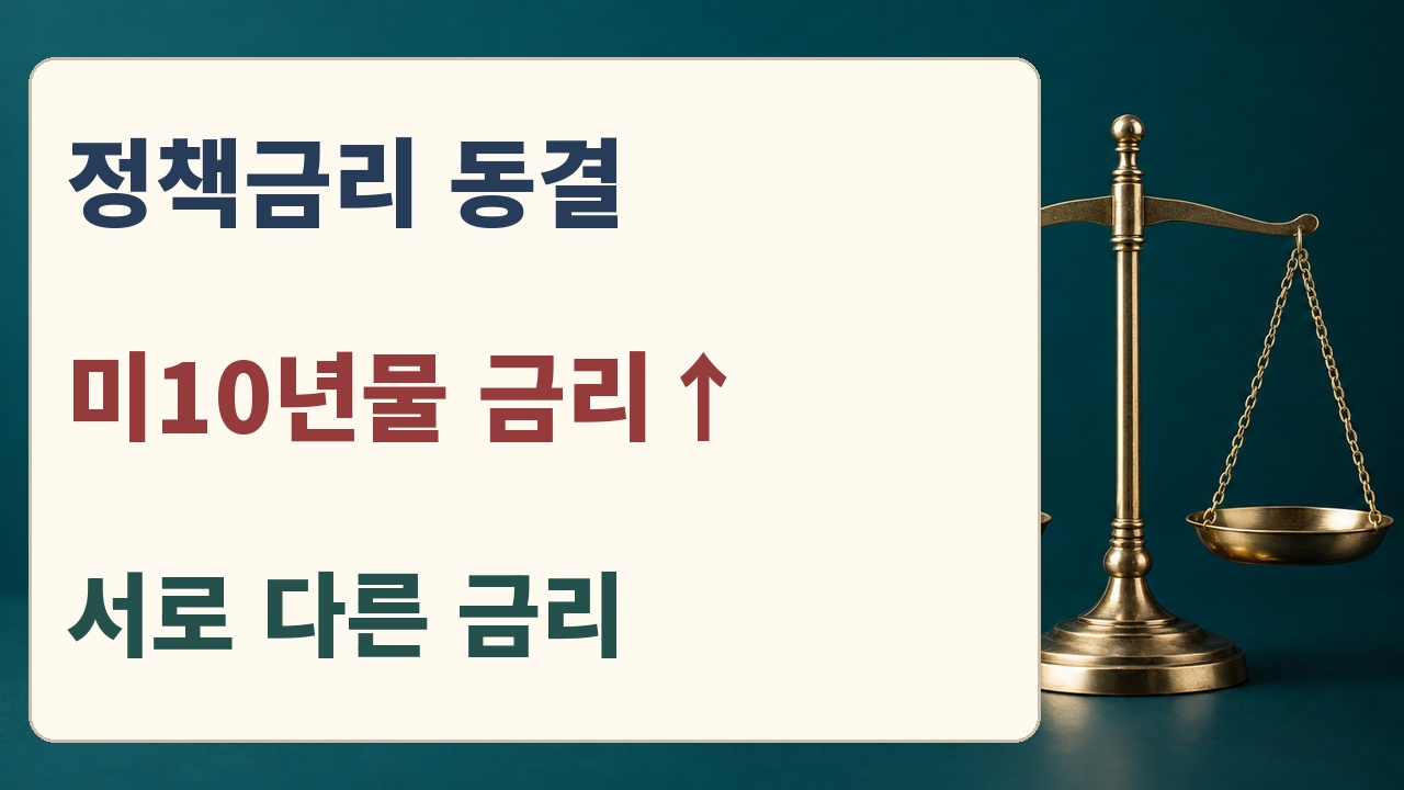 정책금리 동결과 미10년물 시장금리 상승은 다른 관측이라는 비교