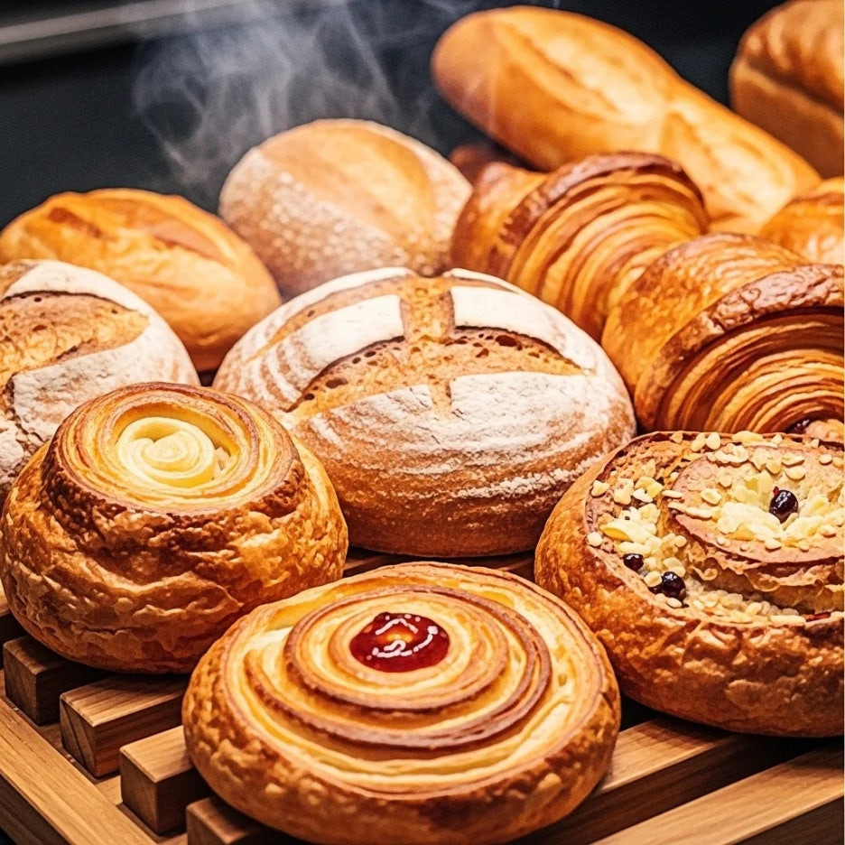 갓 구워 바삭하고 촉촉한 다양한 빵들
