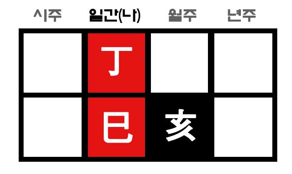 정사일주 원국끼리 사해충인 경우