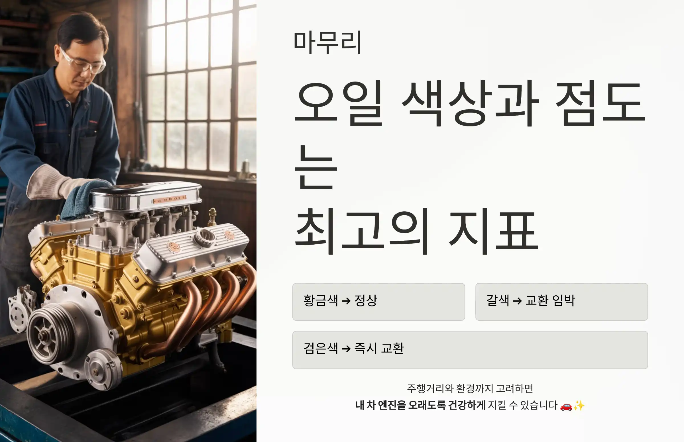 마무리: 오일 색상과 점도는 최고의 지표