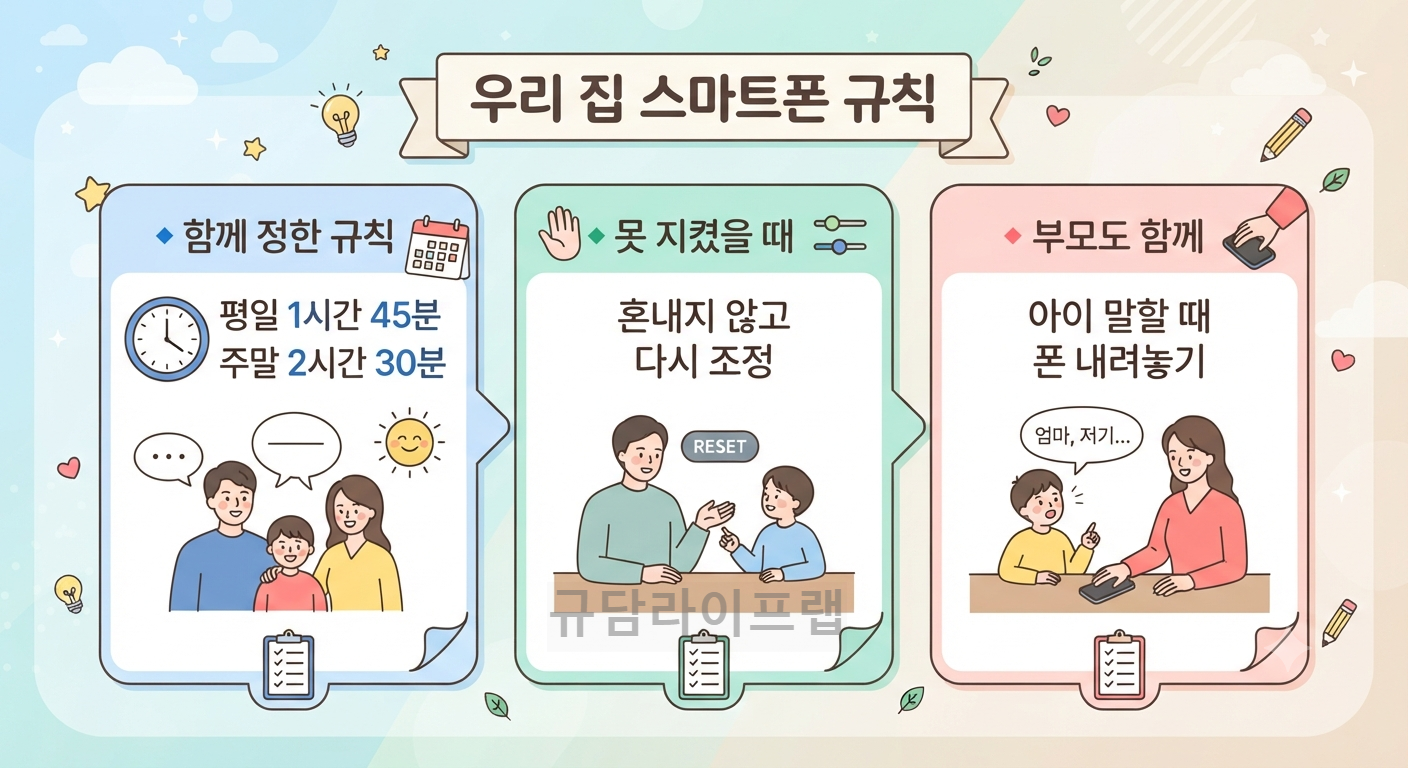 초등학생 휴대폰 관리 가족 스마트폰 사용 규칙 체크리스트