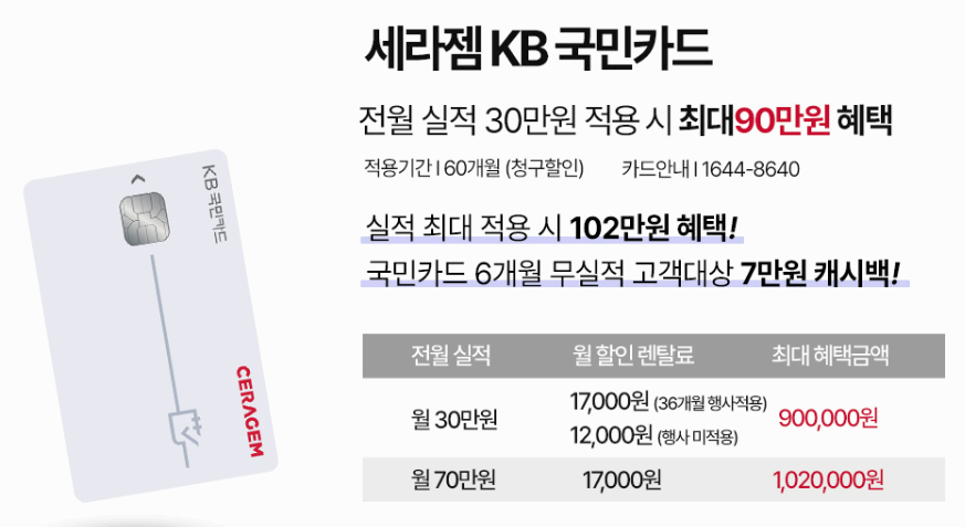 세라젬 의료기 v7 제휴카드 사진