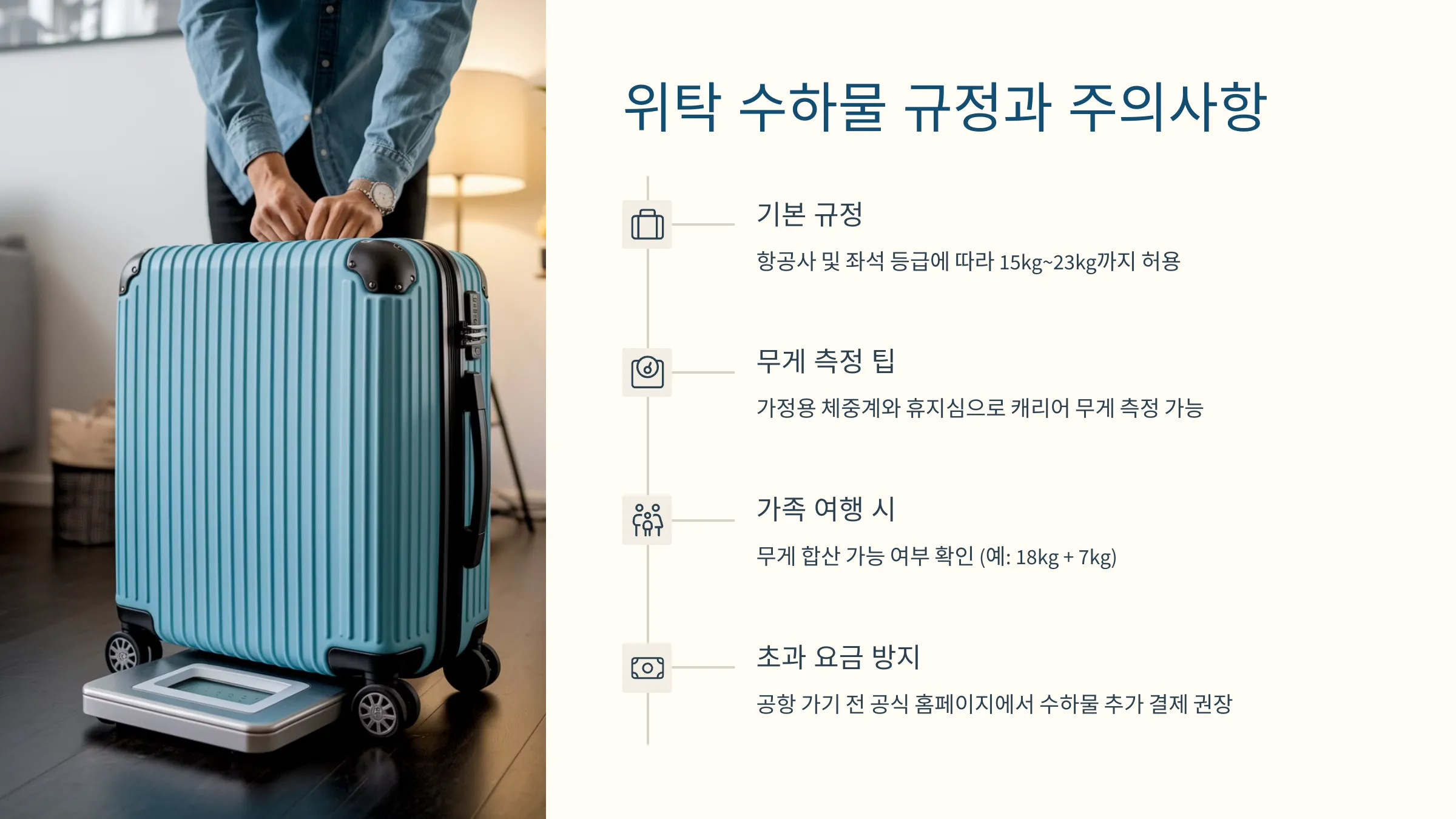 위탁 수하물 규정과 초과 요금 주의사항