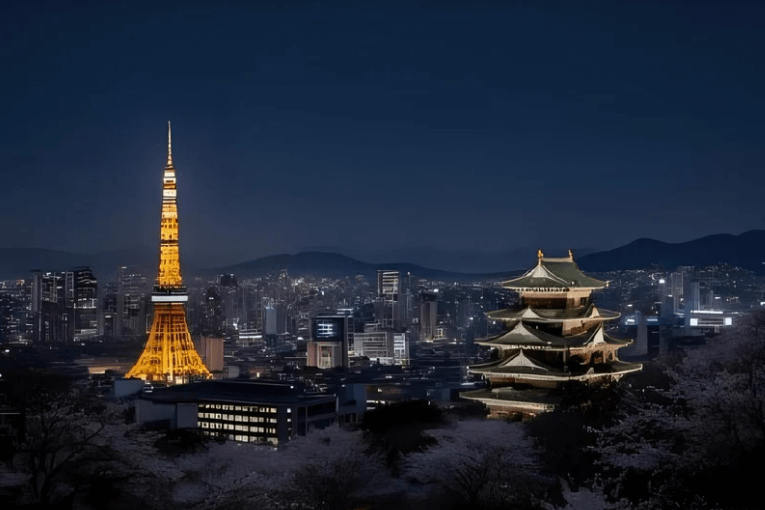 도쿄타워와 오사카성의 야경사진