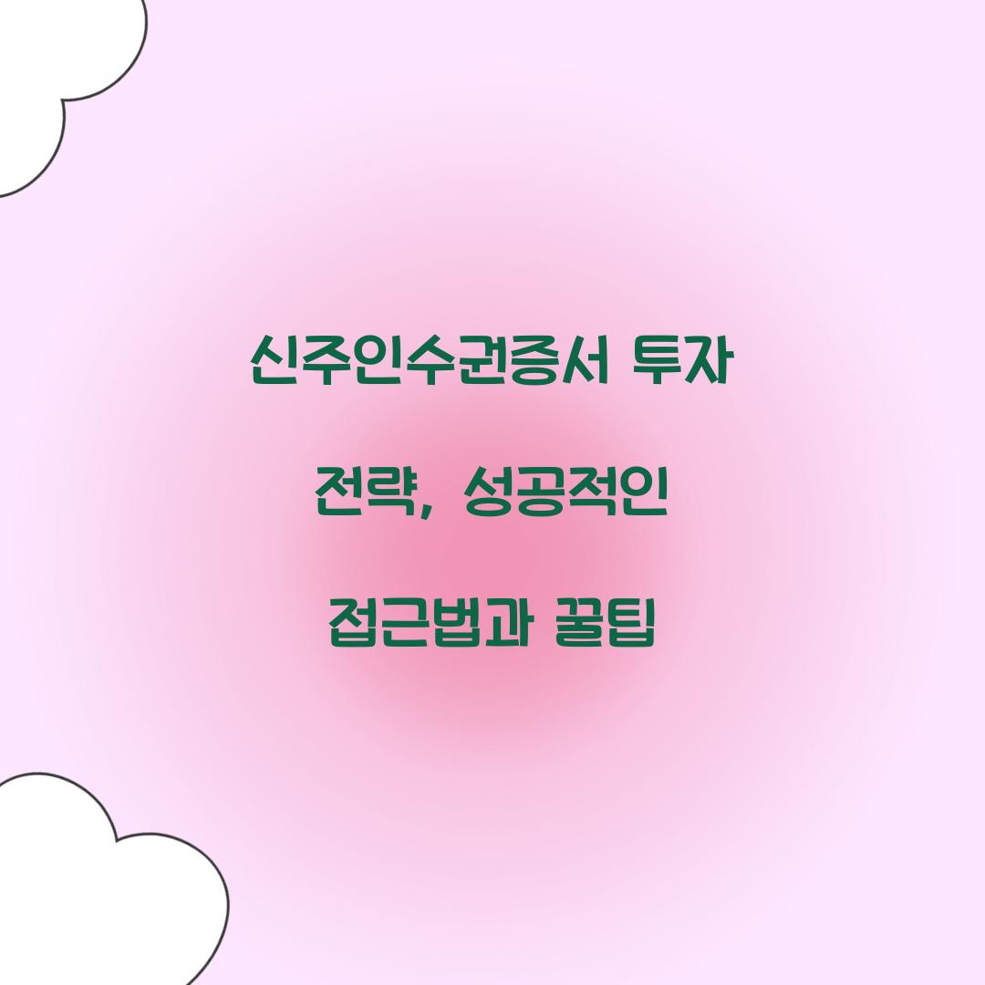 신주인수권증서 투자 전략