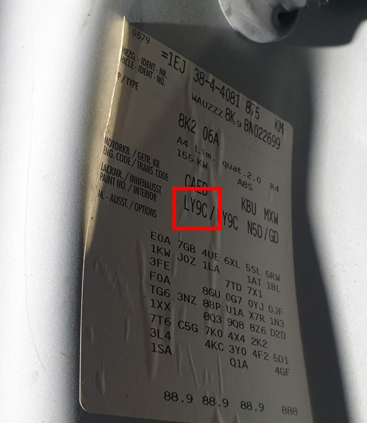 아우디 색상코드