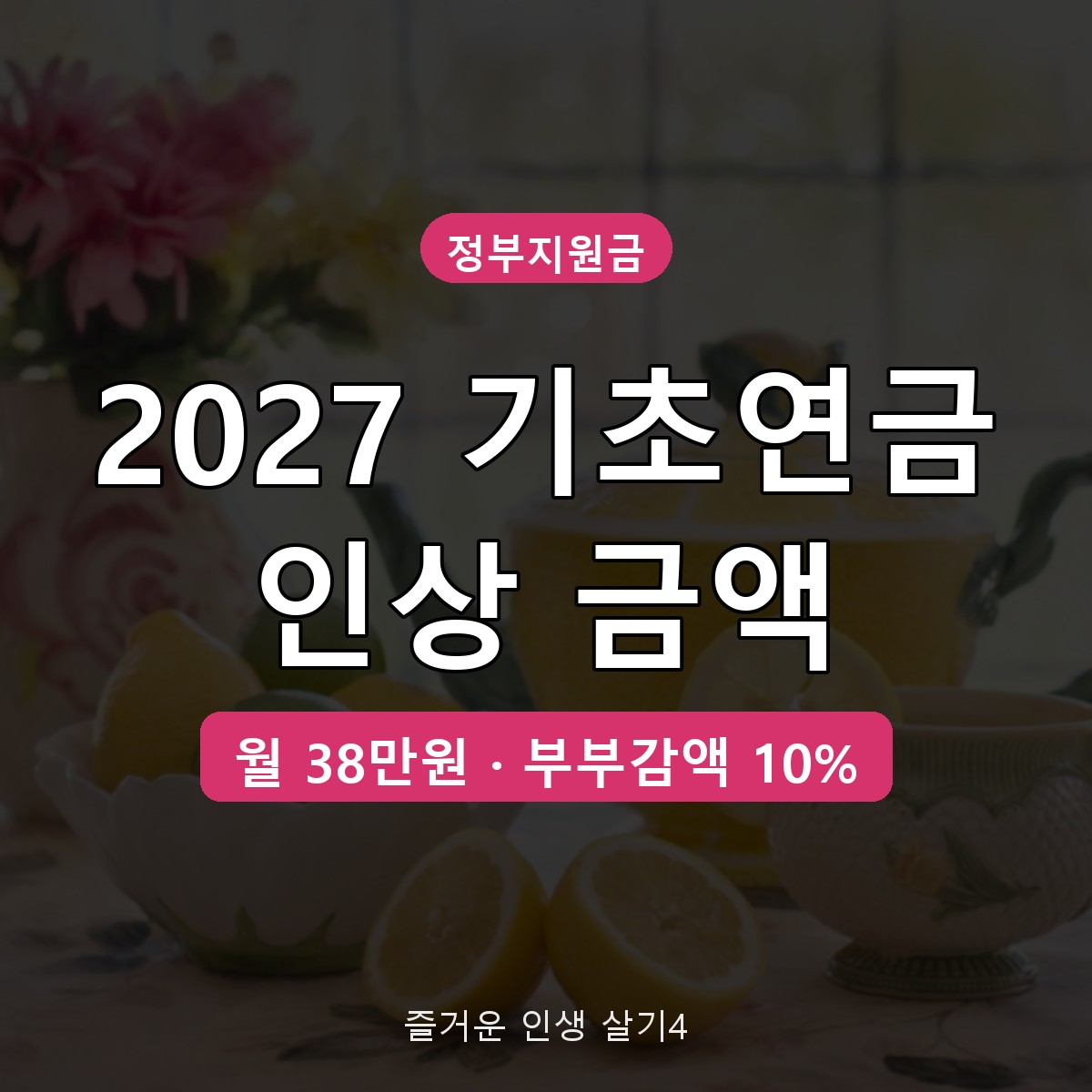 2027 기초연금 인상 금액 구간별 정리, 최대 월 38만원·부부감액 축소