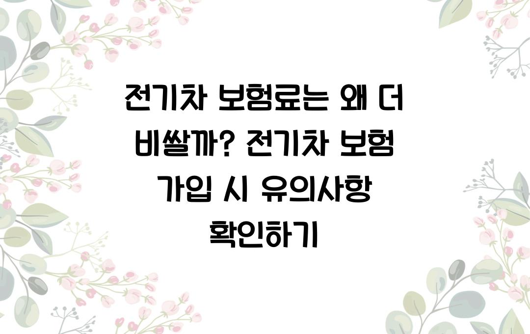 전기차 보험료는 왜 더 비쌀까? (전기차 보험 가입 가이드)