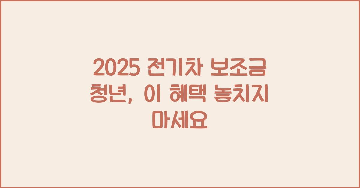 2025 전기차 보조금 청년