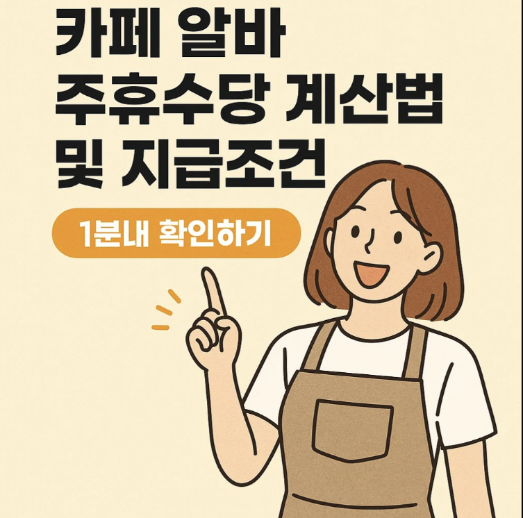 2025년 카페 알바 주휴수당 계산법 및 지급조건 1분내 확인하기