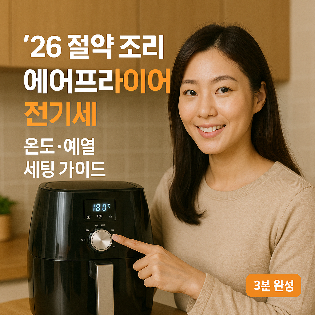 [&rsquo;26 절약 조리] 에어프라이어 전기세 ｜ 온도&middot;예열 세팅 가이드