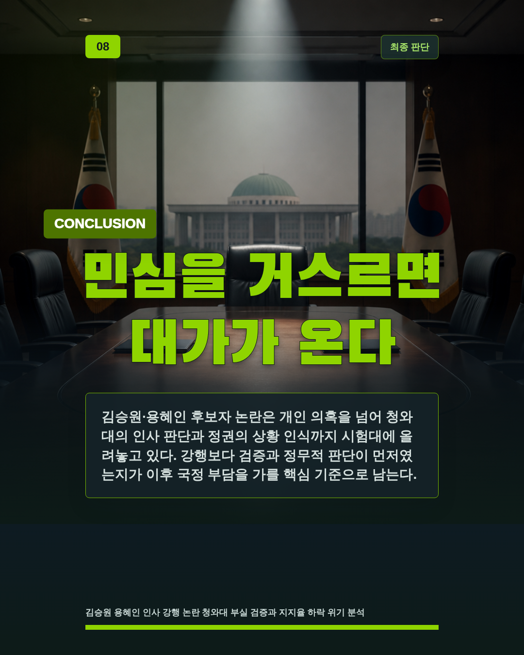 민심을 거스르면 대가가 온다
