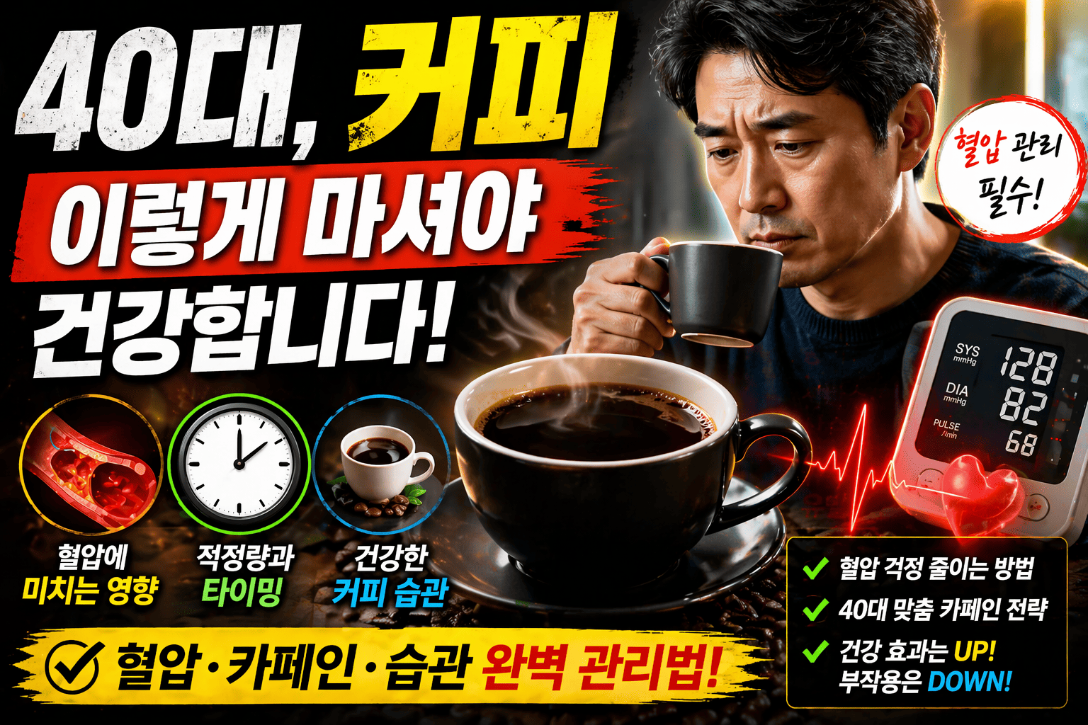 40대 커피 건강 관리 (혈압, 카페인, 습관)